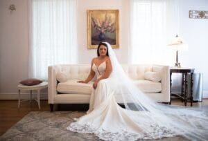 Bride in the bridal suite at Jacksonville wedding venue.