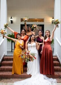 Bride and her bridesmaids at Jax wedding venue
