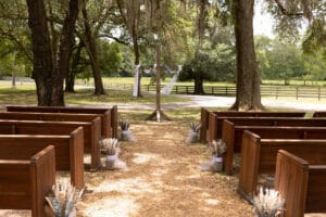 Set up for ceremony at Jax wedding venue.