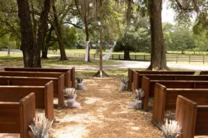 Set up for ceremony at Jax wedding venue.