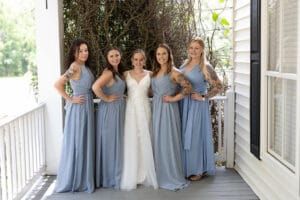 Bride with her bridesmaids at Jax wedding venue.