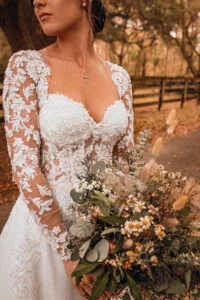 Bride with bouquet at Jax wedding venue