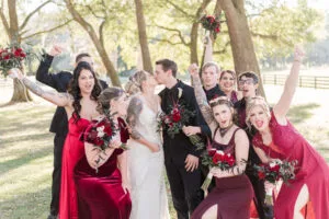 Wedding party celebrating at Jax wedding venue