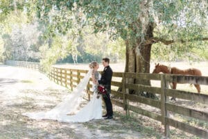 Jacksonville wedding venue, bride and groom facing each other.